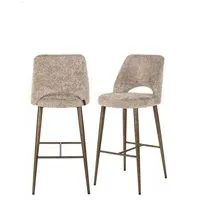 Bar Stool with Footrest - Beige
