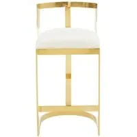Barstool with Backrest - Ivory, Velvet