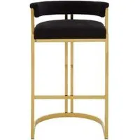 Barstool with Curved Backrest - Black, Velvet alternate view