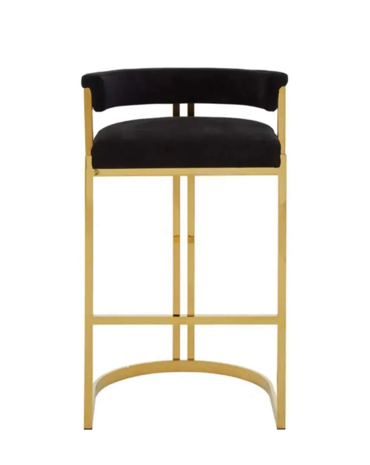 Barstool with Curved Backrest - Black, Velvet product