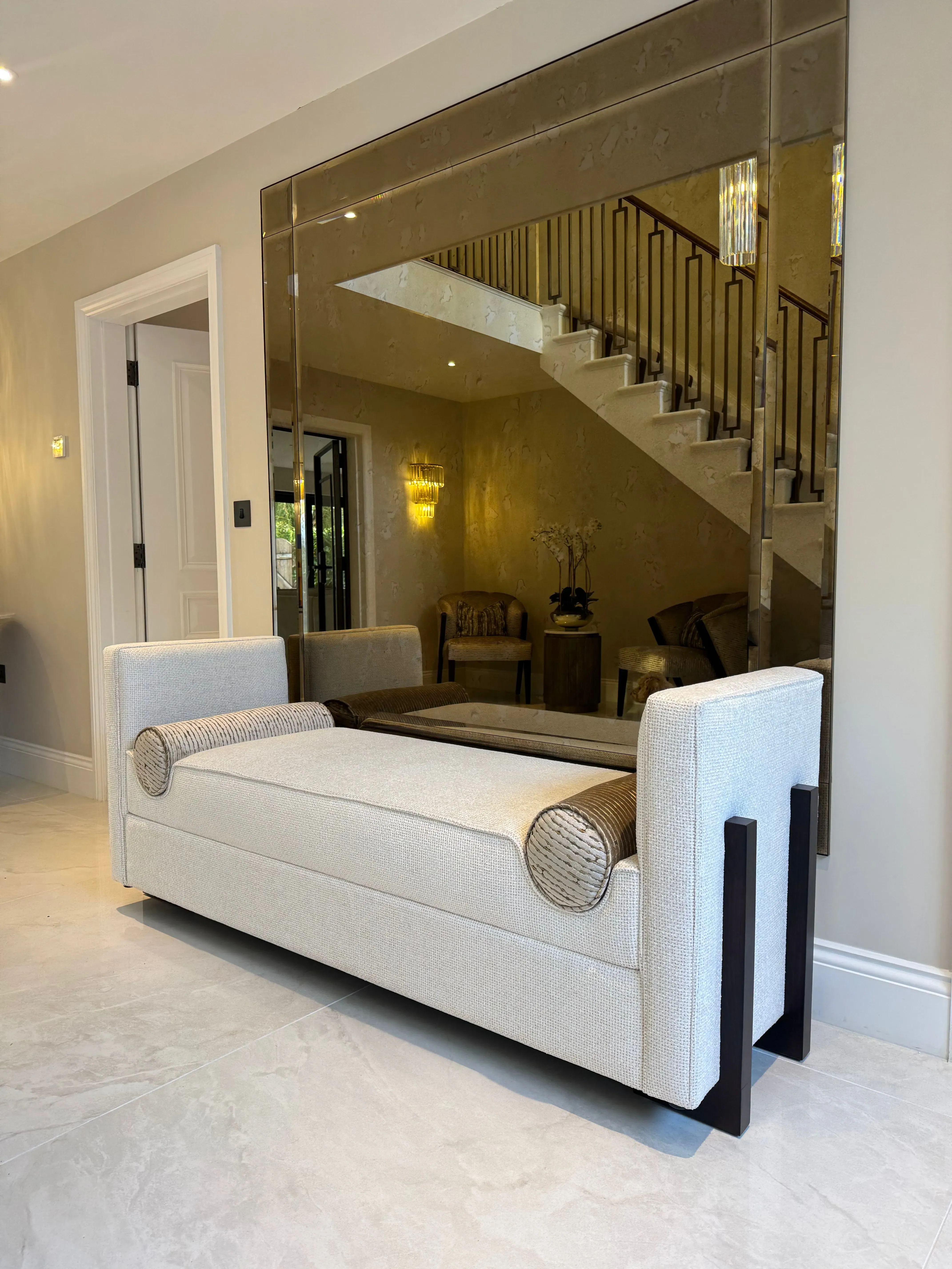 Bespoke Chaise with L-Shaped Legs - Ivory