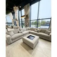 Bespoke Corner Sofa - Manhattan Alabaster, Wenge Wood