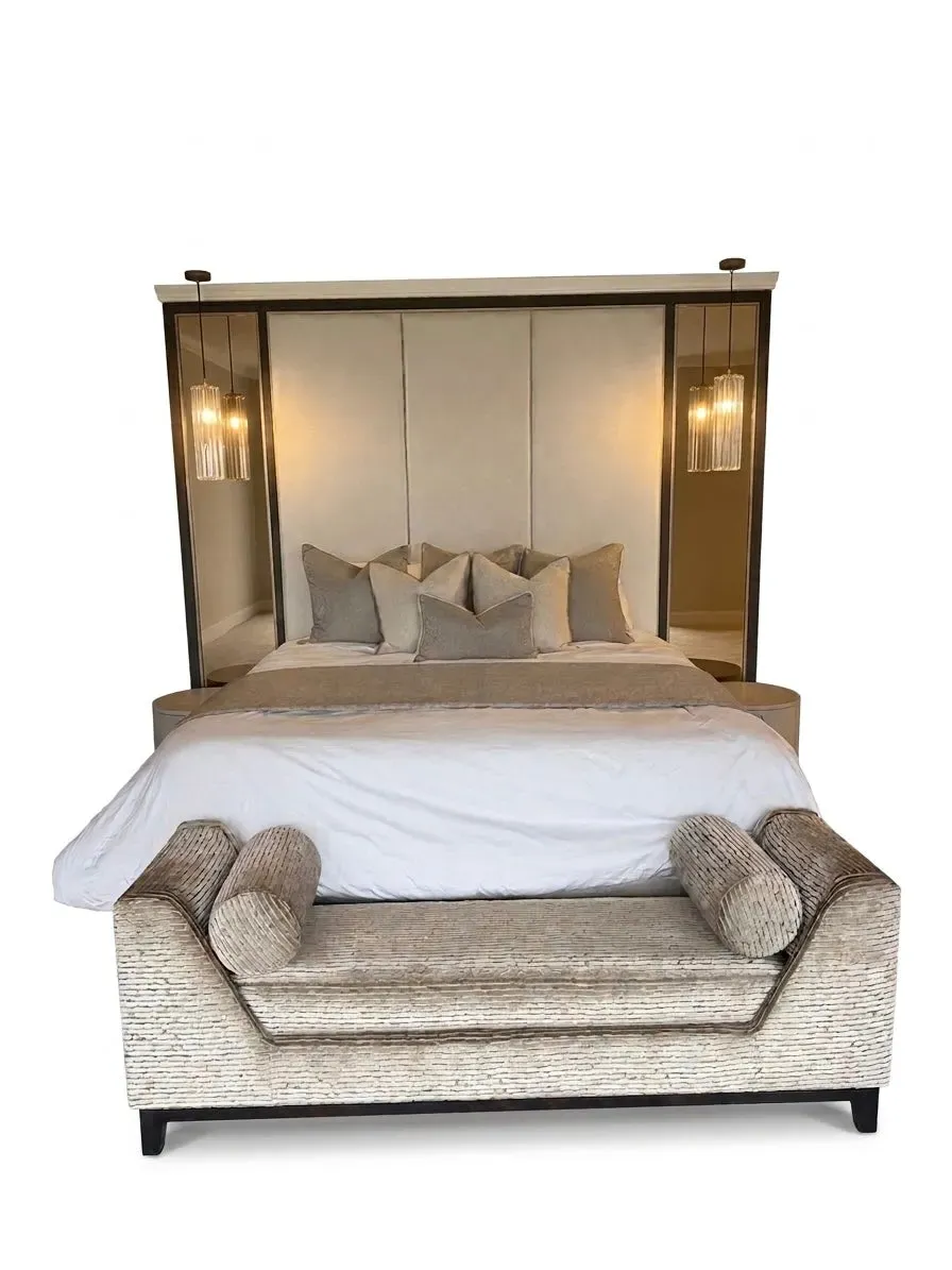Bespoke Super King Bed Frame - Fabric, Brass product