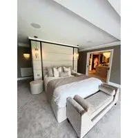 Bespoke Super King Headboard & Base - Bone, Wenge