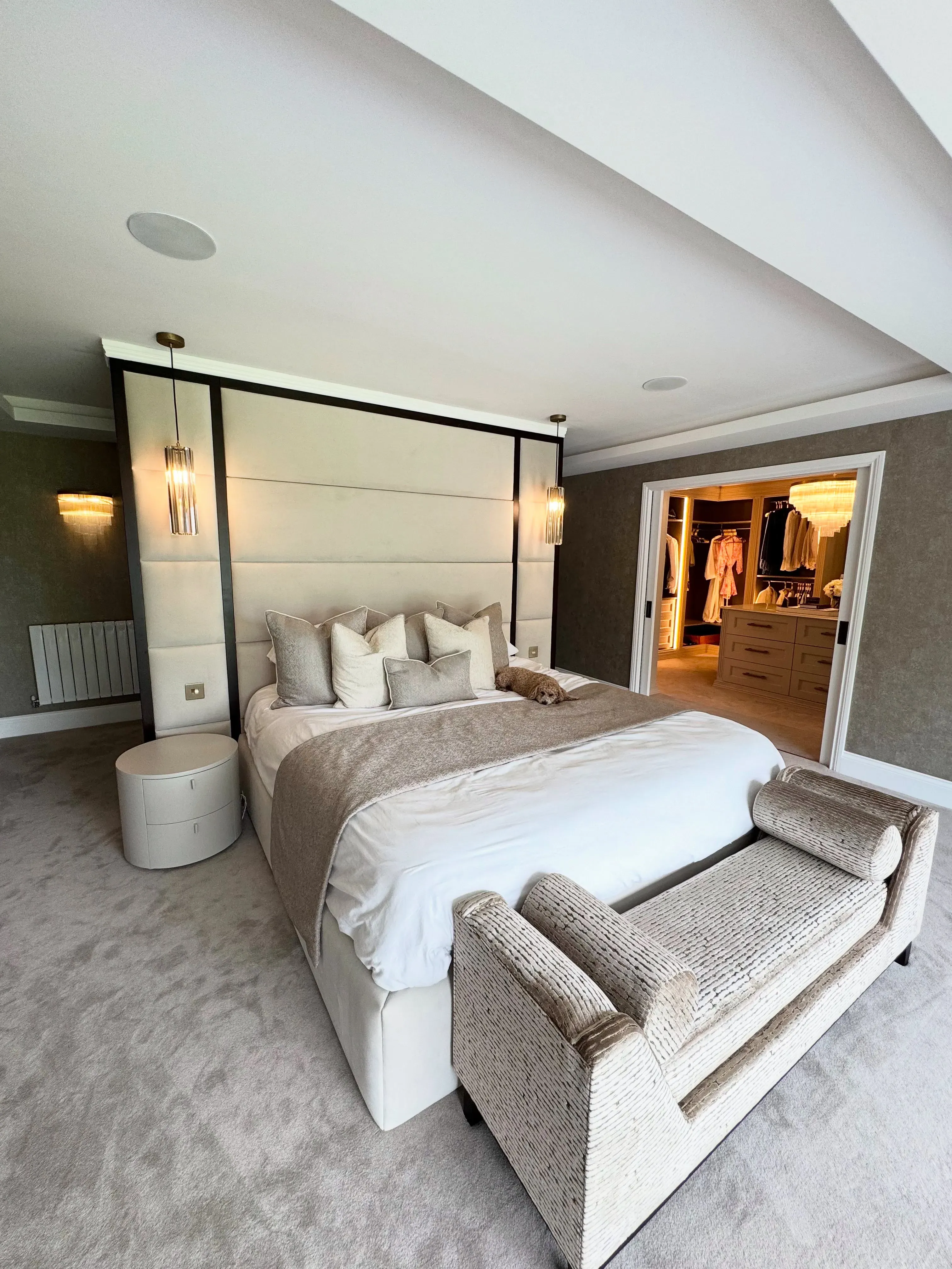 Bespoke Super King Headboard & Base - Bone, Wenge image