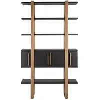 Black & Brass Display Unit - Black, Oak