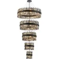 Bond Street 5 Tier Round Chandelier - Black, Smoked Glass