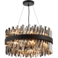 Bond Street 60cm Chandelier - Black, Smoke Glass