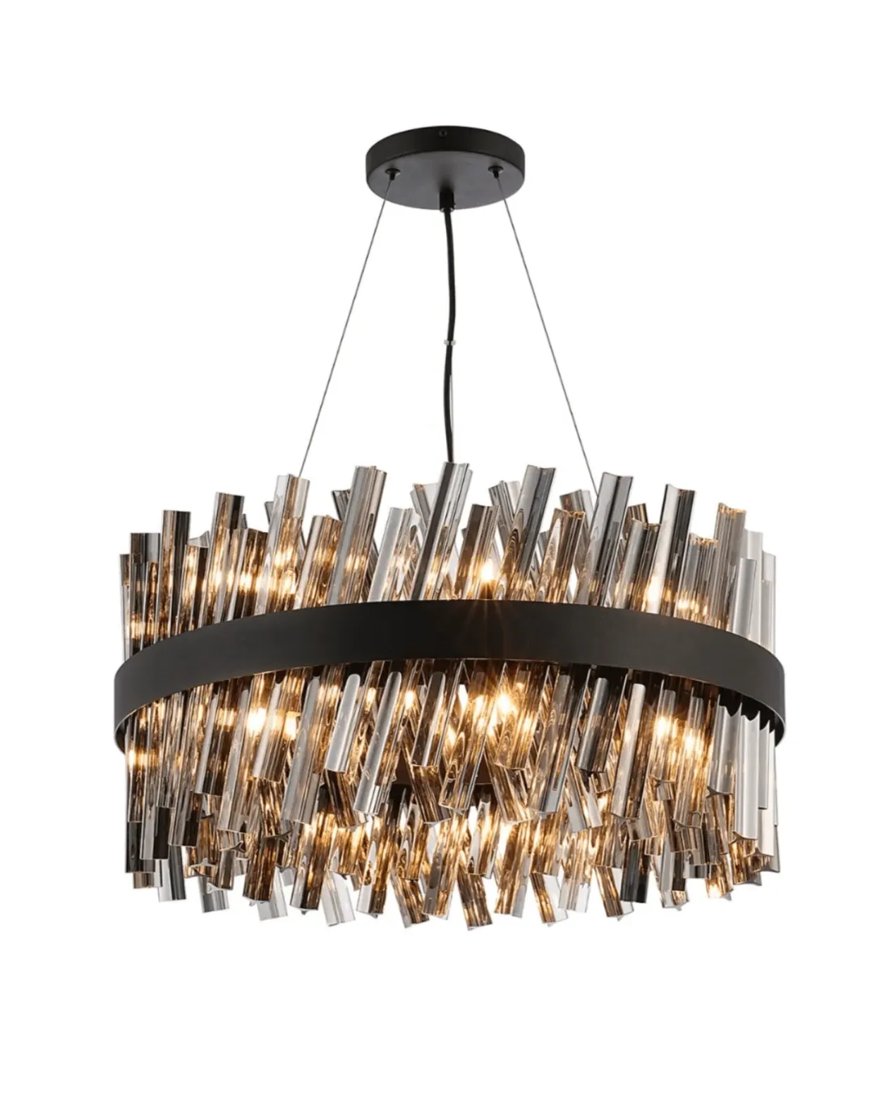 Bond Street 60cm Chandelier - Black, Smoke Glass image