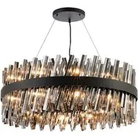 Bond Street Chandelier - Black, Smoke Glass