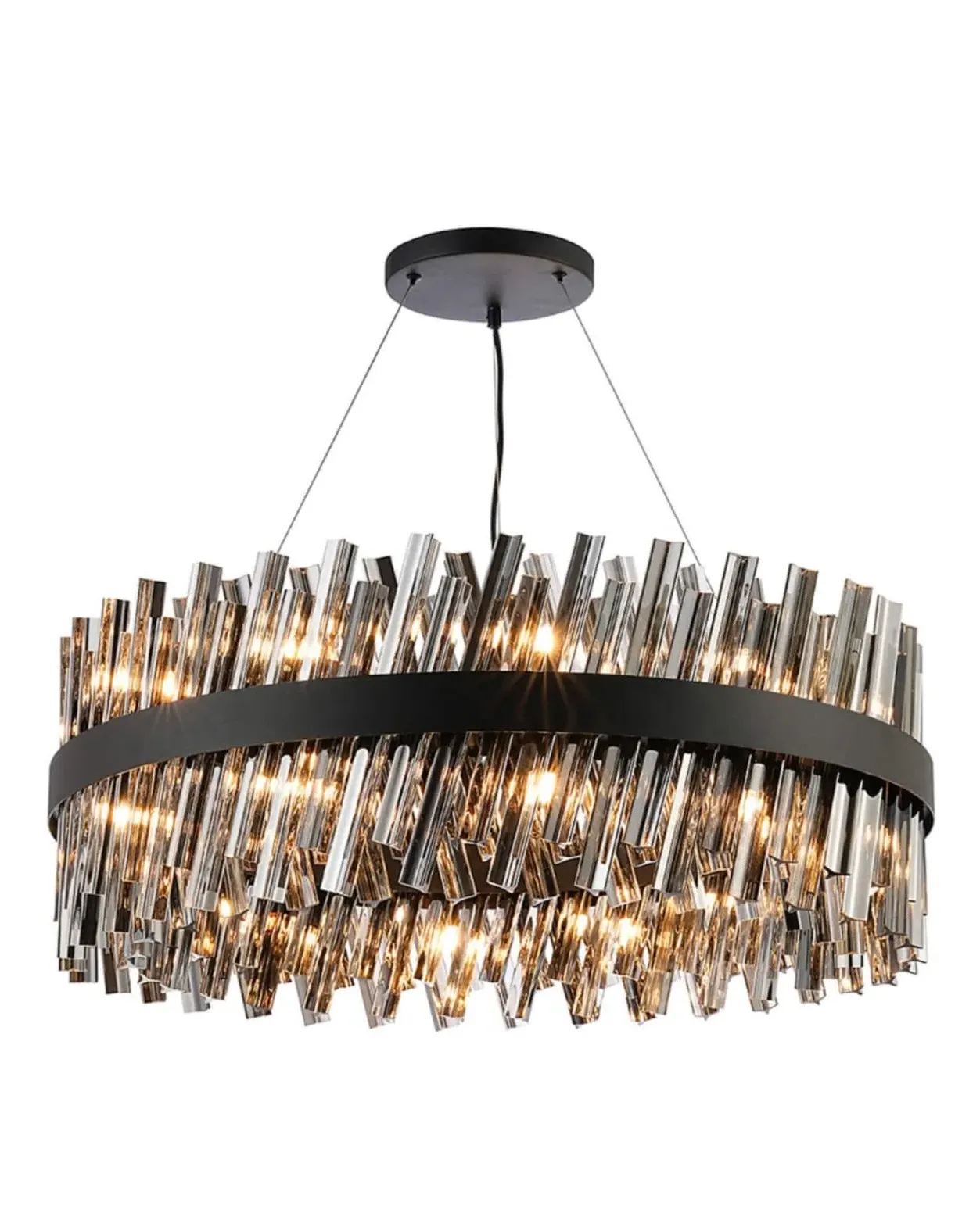 Bond Street Chandelier - Black, Smoke Glass