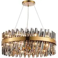 Bond Street Chandelier - Brass, Smoke Glass