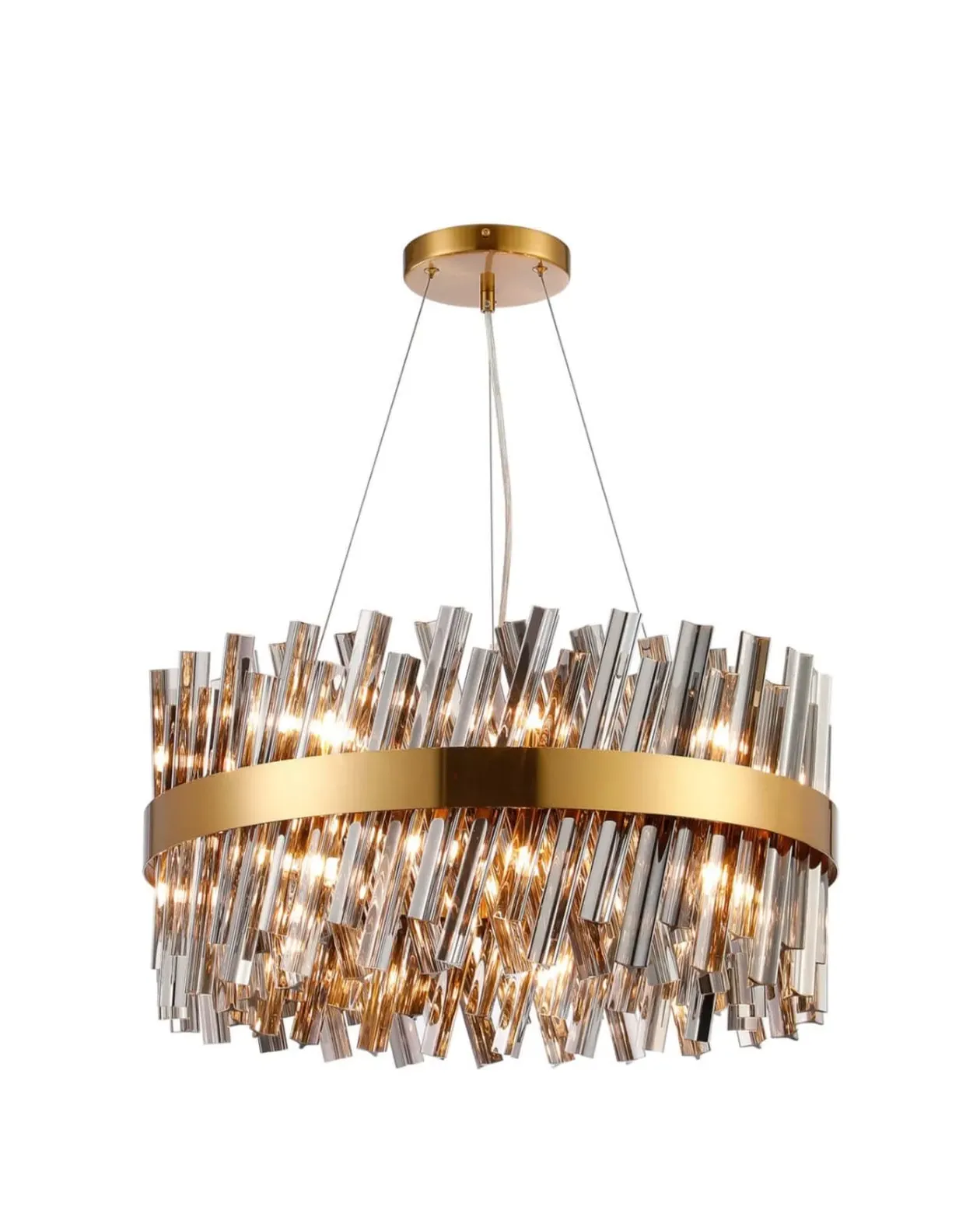Bond Street Chandelier - Brass, Smoke Glass
