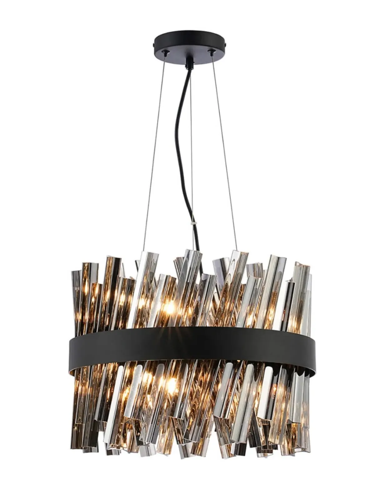 Bond Street Pendant Light - Black, Smoke Glass