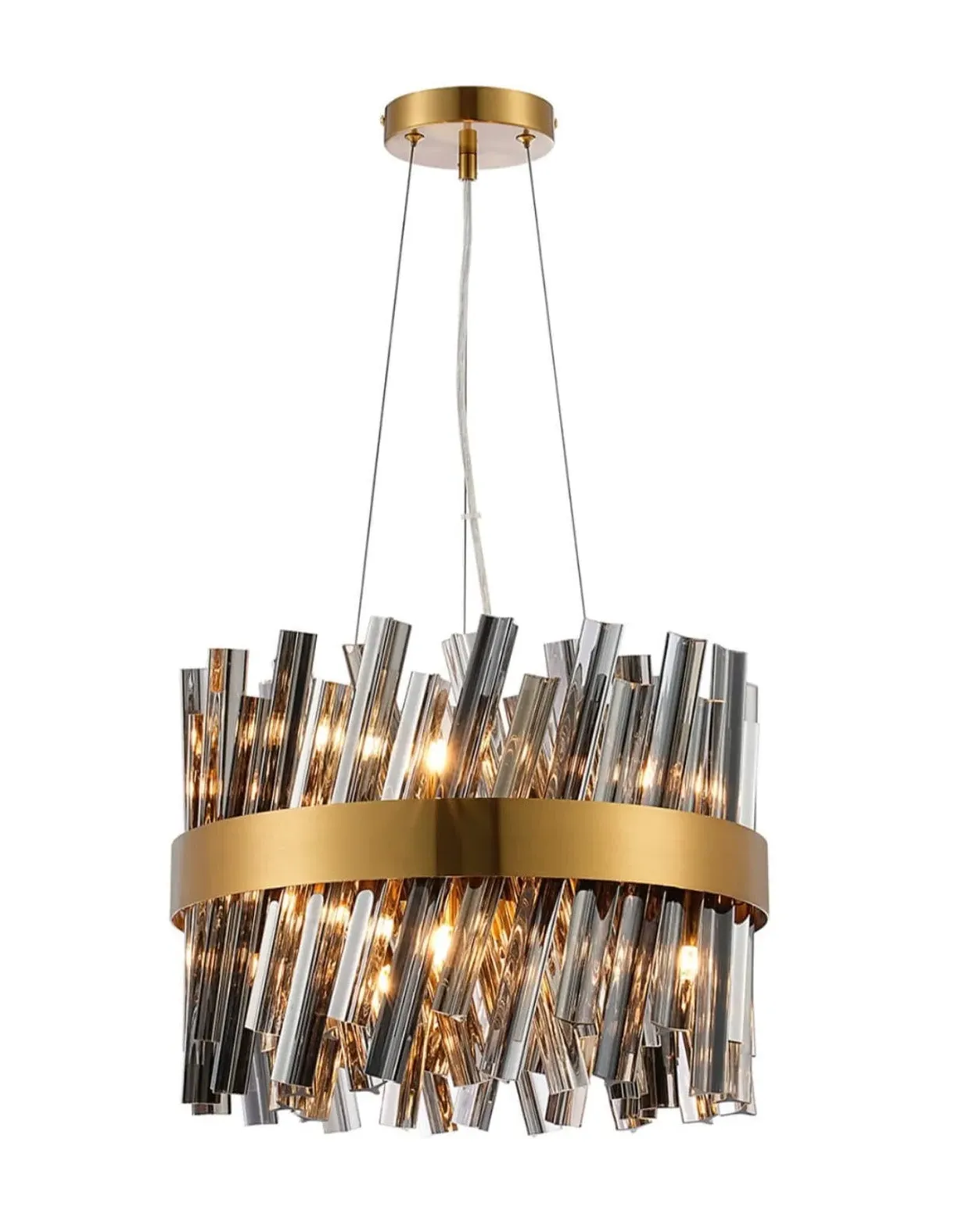Bond Street Pendant Light - Brass, Smoke Glass