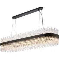 Bond Street Rectangular Chandelier - Black, Clear Glass