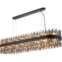 Bond Street Rectangular Chandelier - Black, Smoke Glass