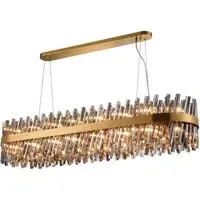 Bond Street Rectangular Chandelier - Brass, Smoke Glass