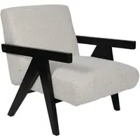 Boucle Armchair - Cream, Black Wood Frame