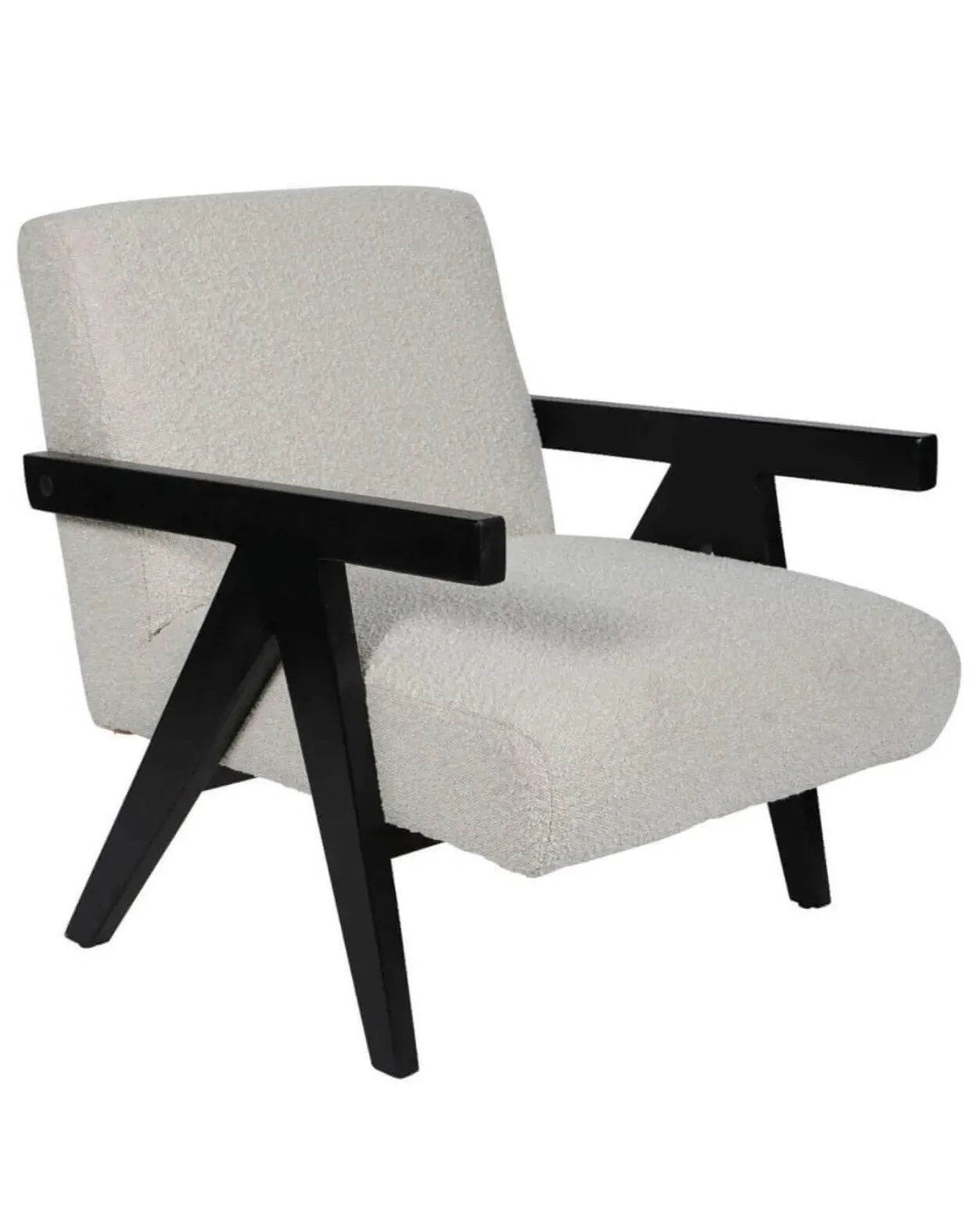 Boucle Armchair - Cream, Black Wood Frame image