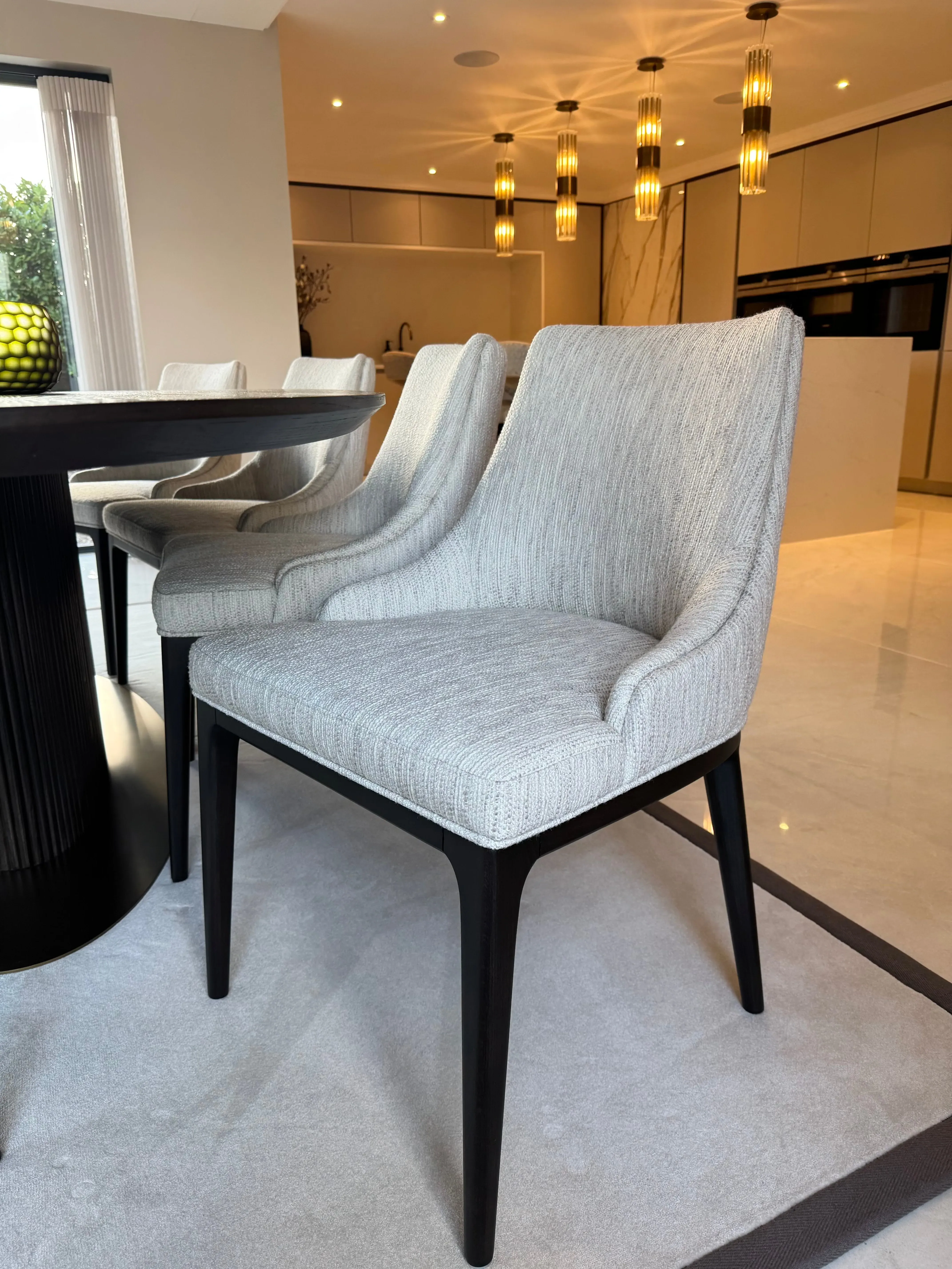 Boucle Dining Chair - Cream, Wenge Wood image