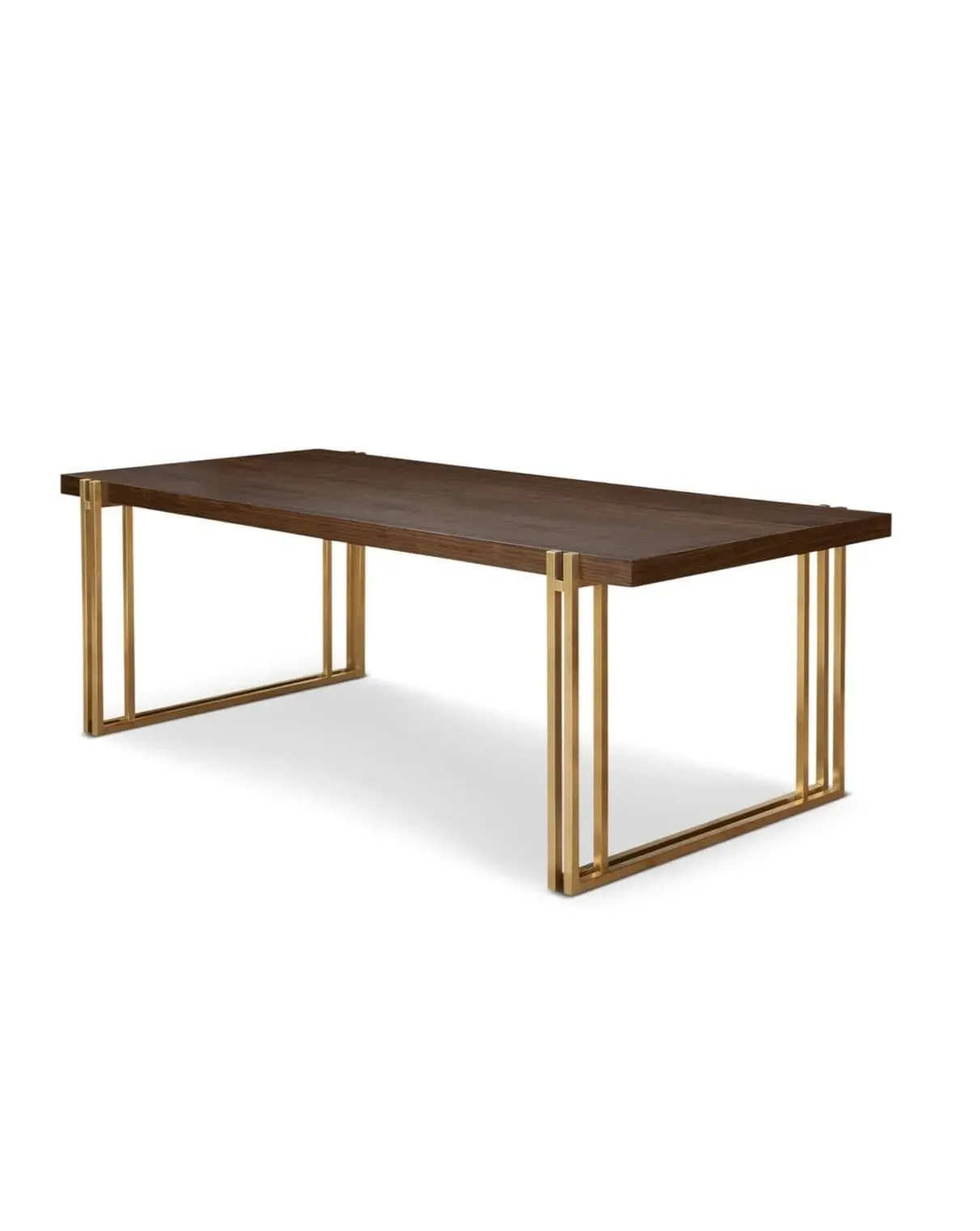 Brass Based Dining Table - Walnut image