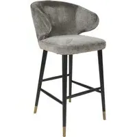 Brass Dipped Barstool - Grey, Chenille alternate view
