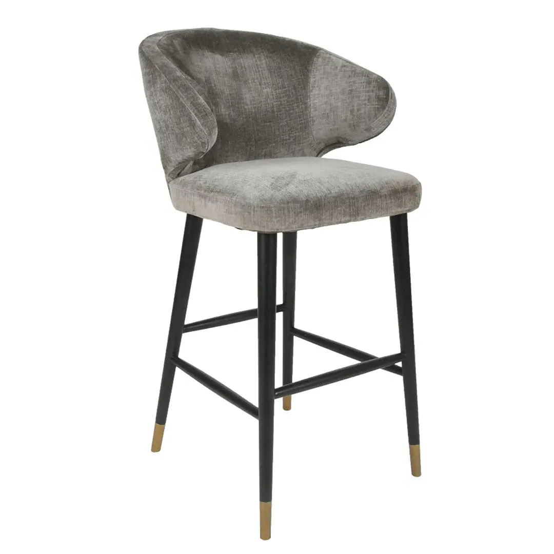 Brass Dipped Barstool - Grey, Chenille product