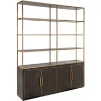 Brass Inlay Display Unit with Storage - Dark Brown, Oak alternate view
