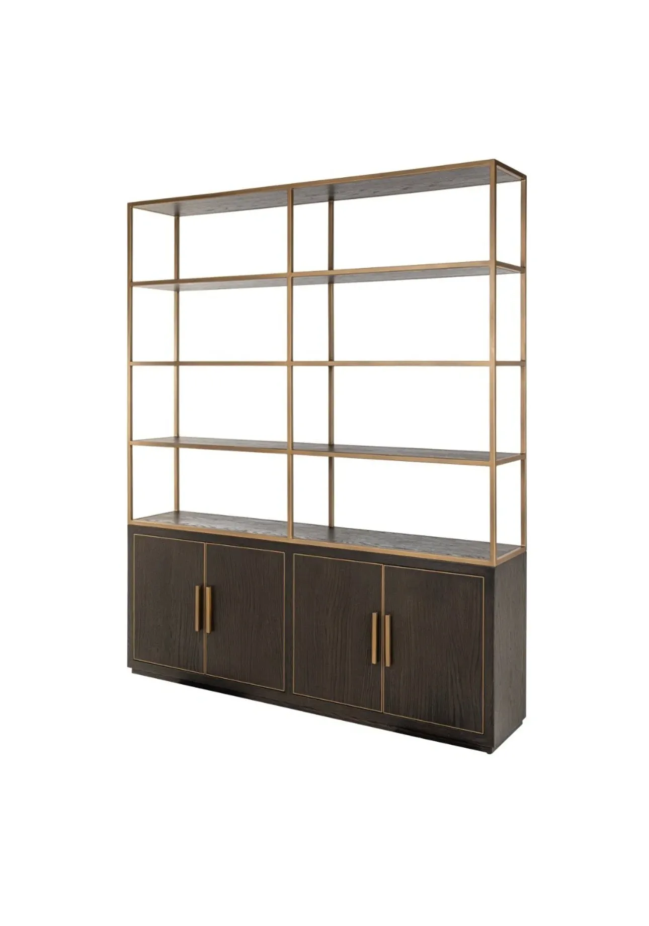 Brass Inlay Display Unit with Storage - Dark Brown, Oak product