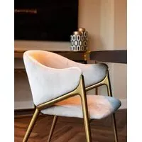 Brass & Mink Velvet Chair