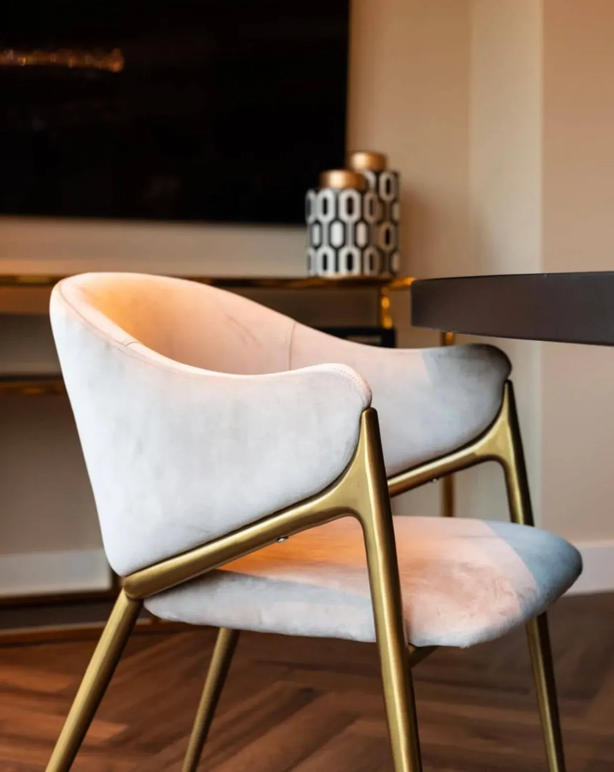 Brass & Mink Velvet Chair image