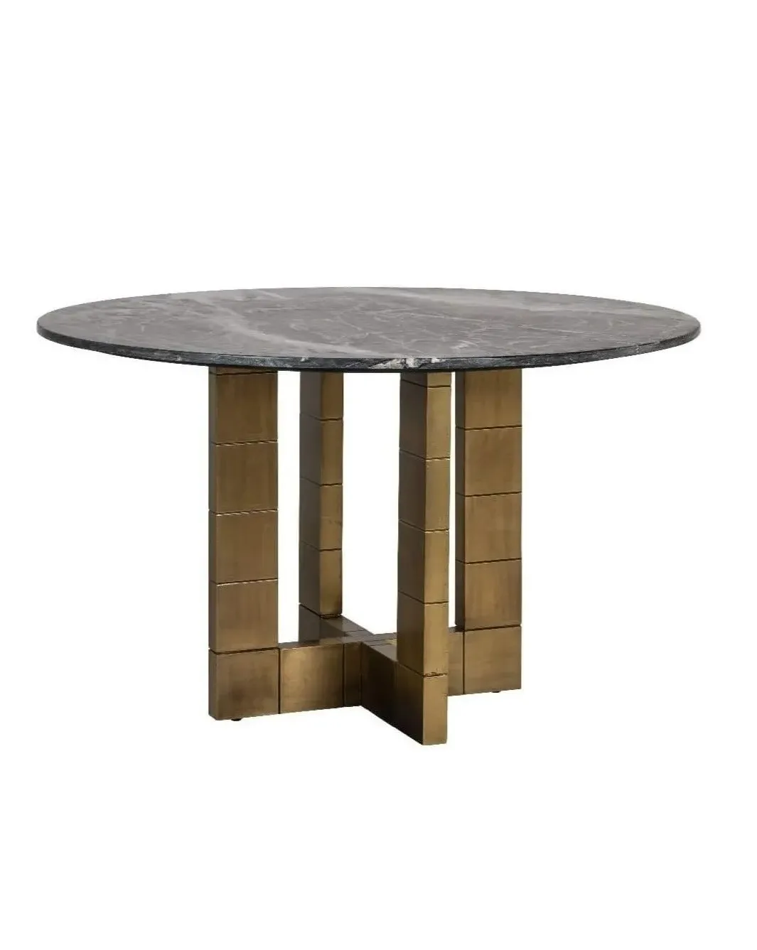 Brass Plated Round Dining Table - Black Marble product