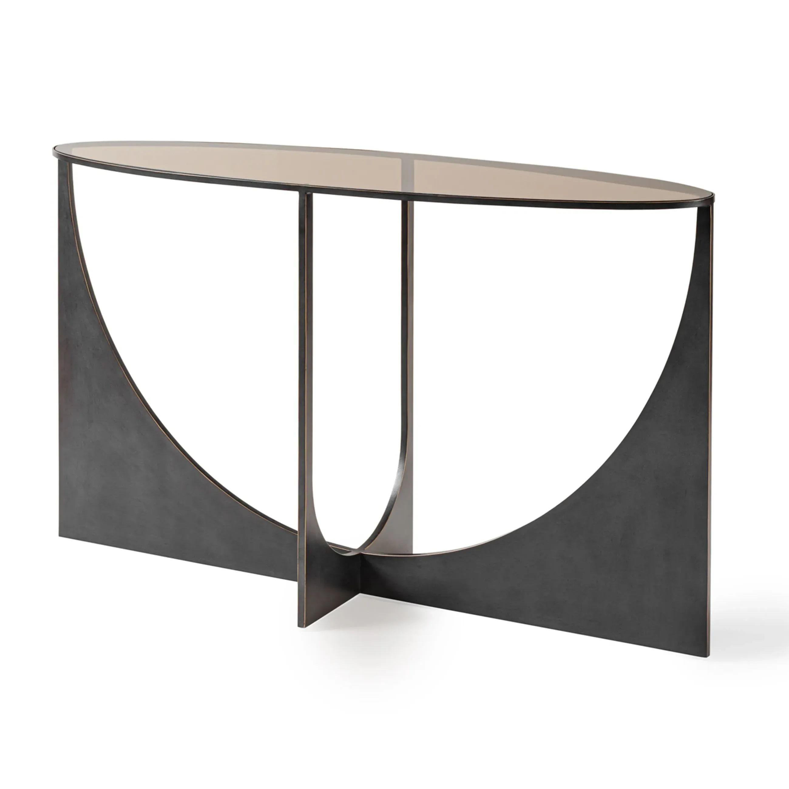 Bronze Aura Console Table - Brown, Glass & Iron product