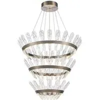 Bronze Crystal LED Tiered Chandelier - Brushed Brass