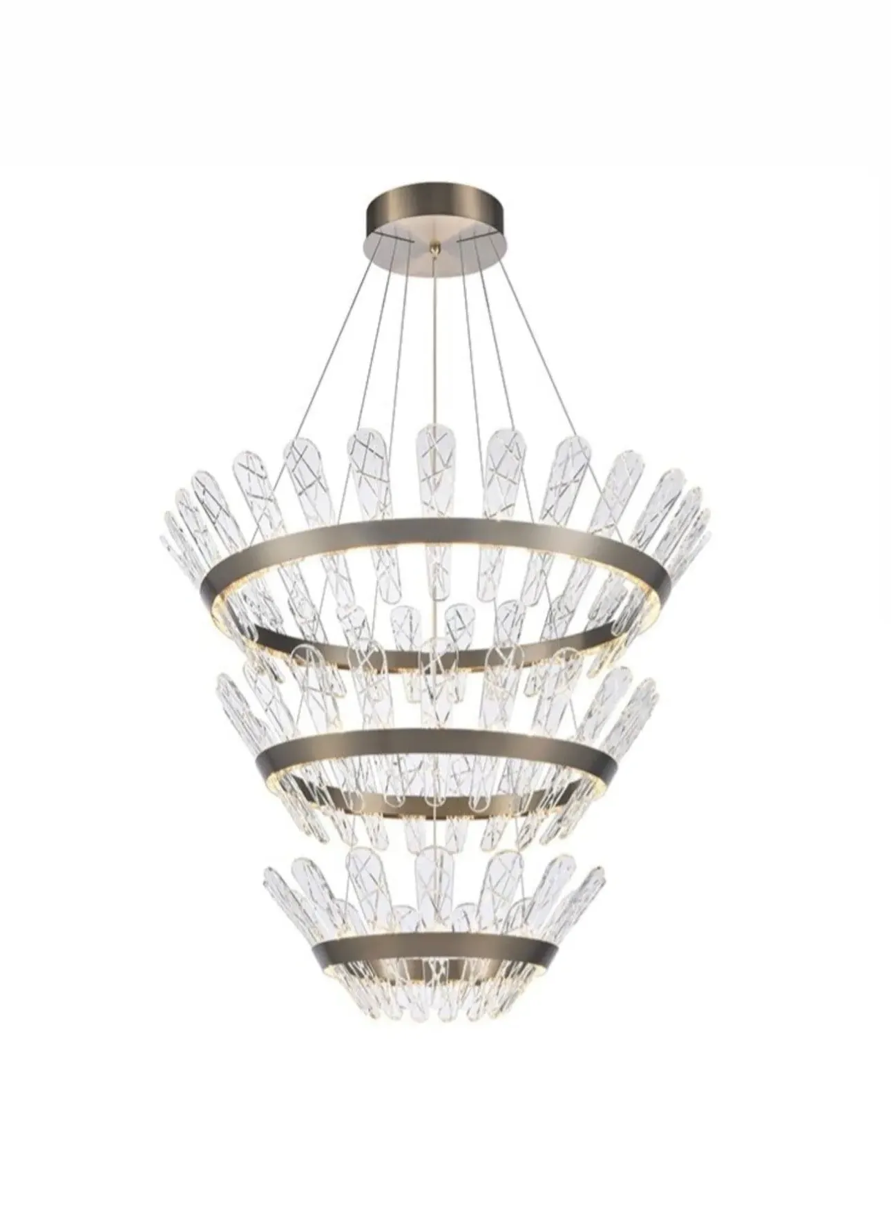 Bronze Crystal LED Tiered Chandelier - Brushed Brass image