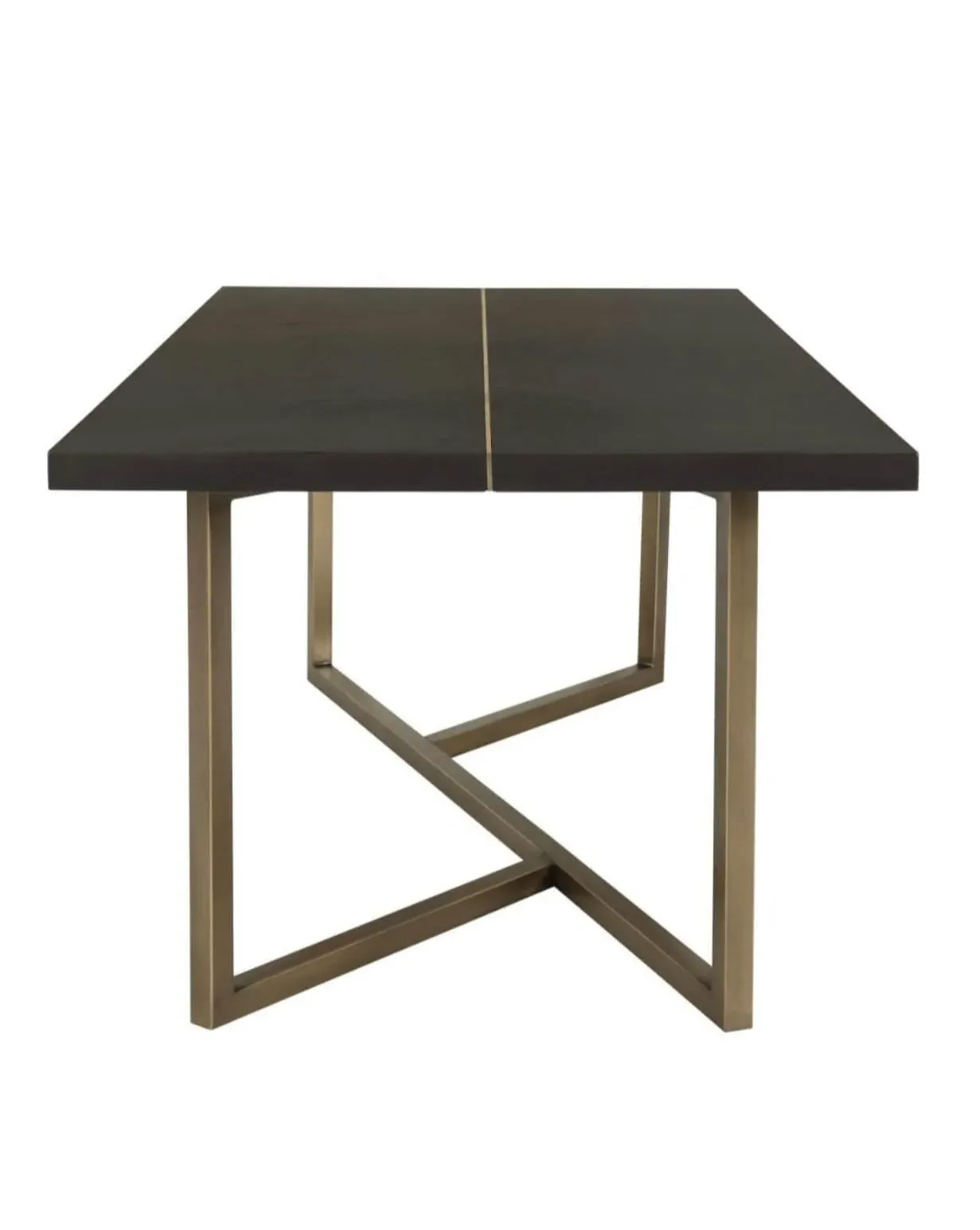 Bronze Detailed Dining Table - Warm Brown image
