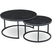 Calacatta Nested Coffee Table - Black Base, Ceramic