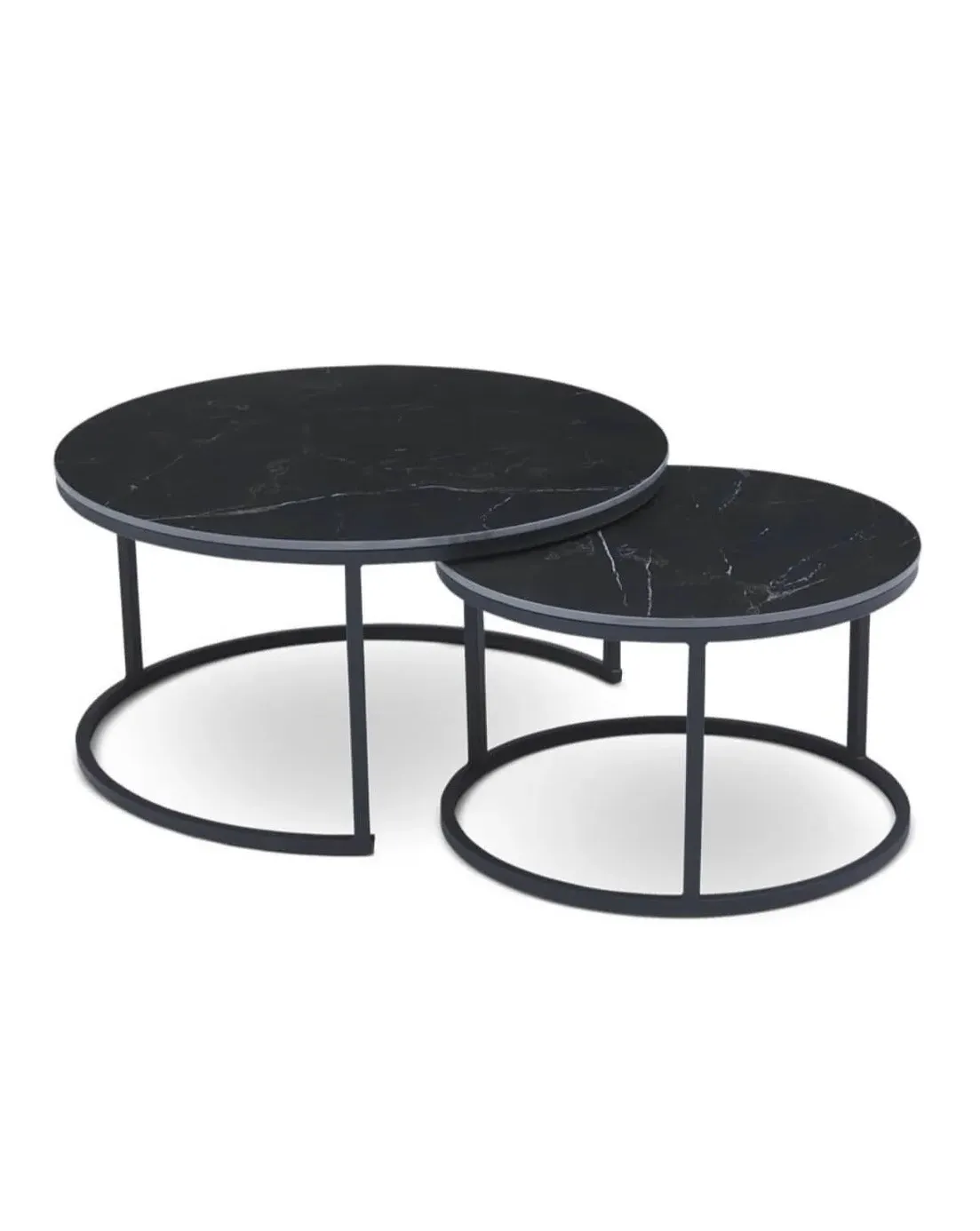 Calacatta Nested Coffee Table - Black Base, Ceramic image