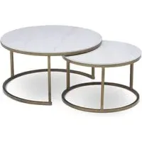 Calacatta Nested Coffee Table - Brass Base, Ceramic