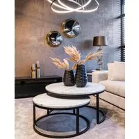 Carrara Marble Coffee Table Set of 2 - White