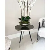 Caviar Marble Side Table - Black, Metal