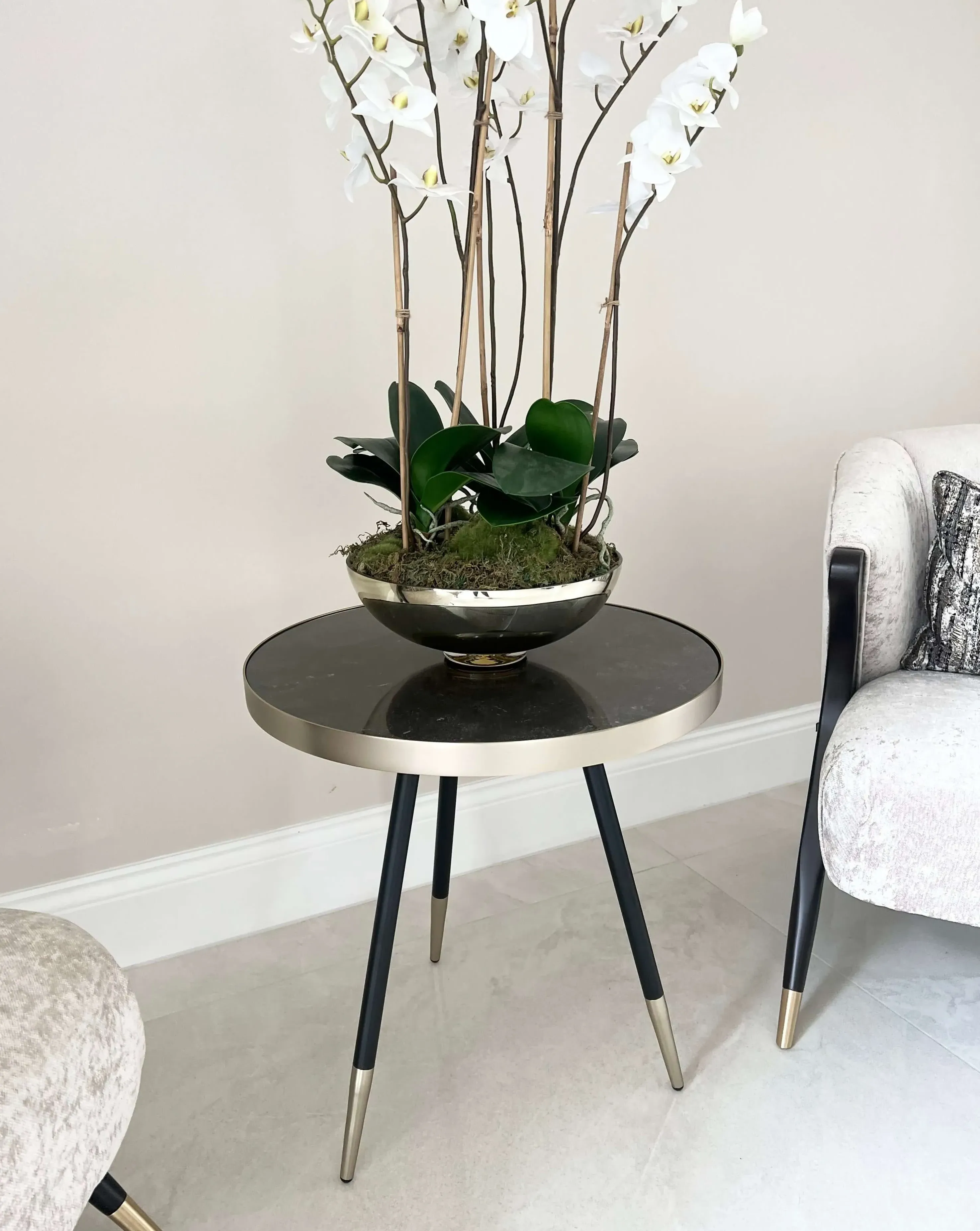 Caviar Marble Side Table - Black, Metal image