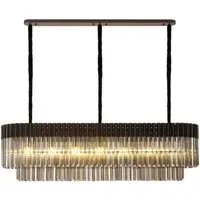 Chelsea Long Chandelier - Black, Smoked Glass