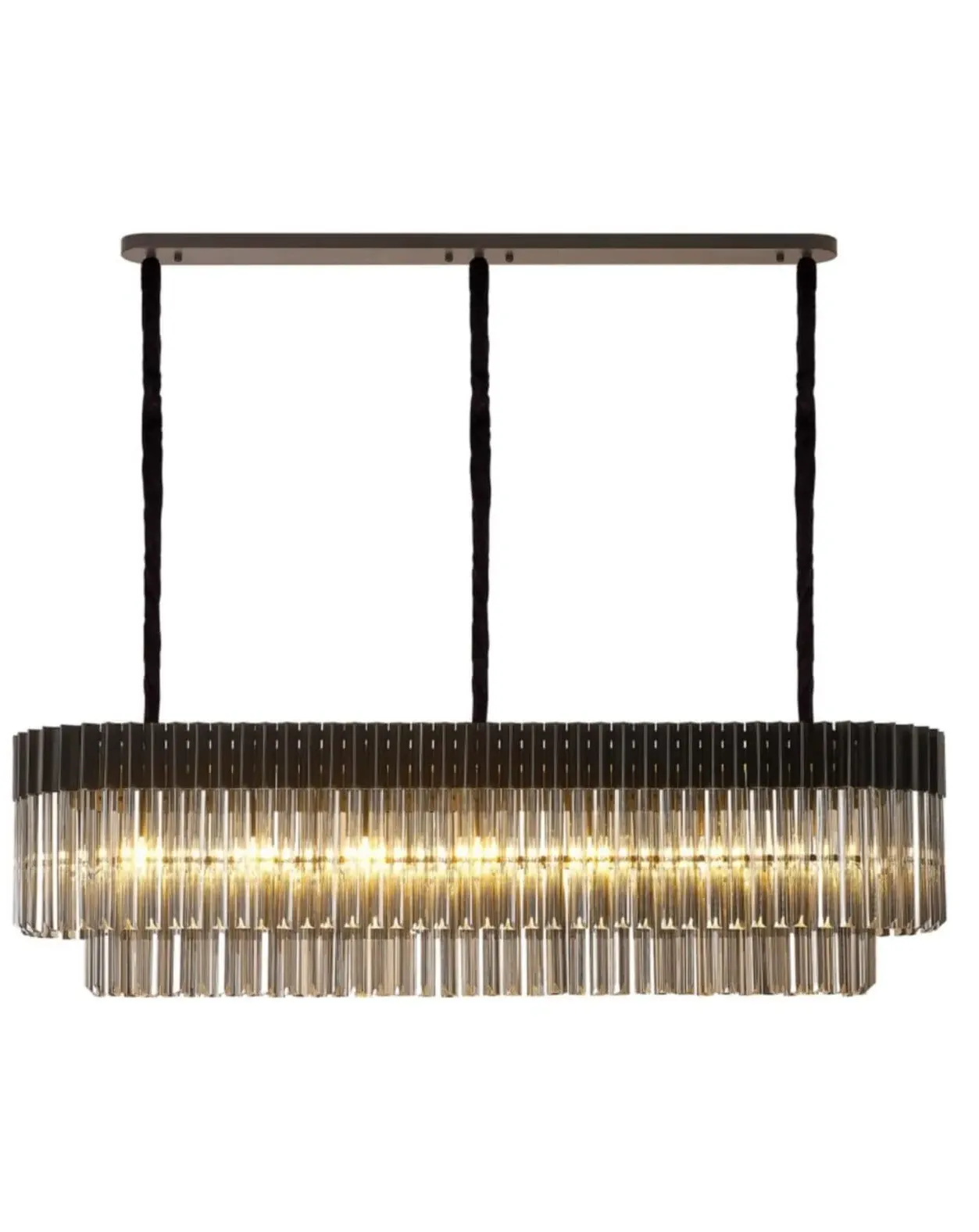 Chelsea Long Chandelier - Black, Smoked Glass
