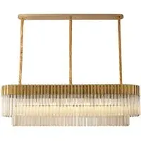 Chelsea Long Chandelier - Brass, Glass