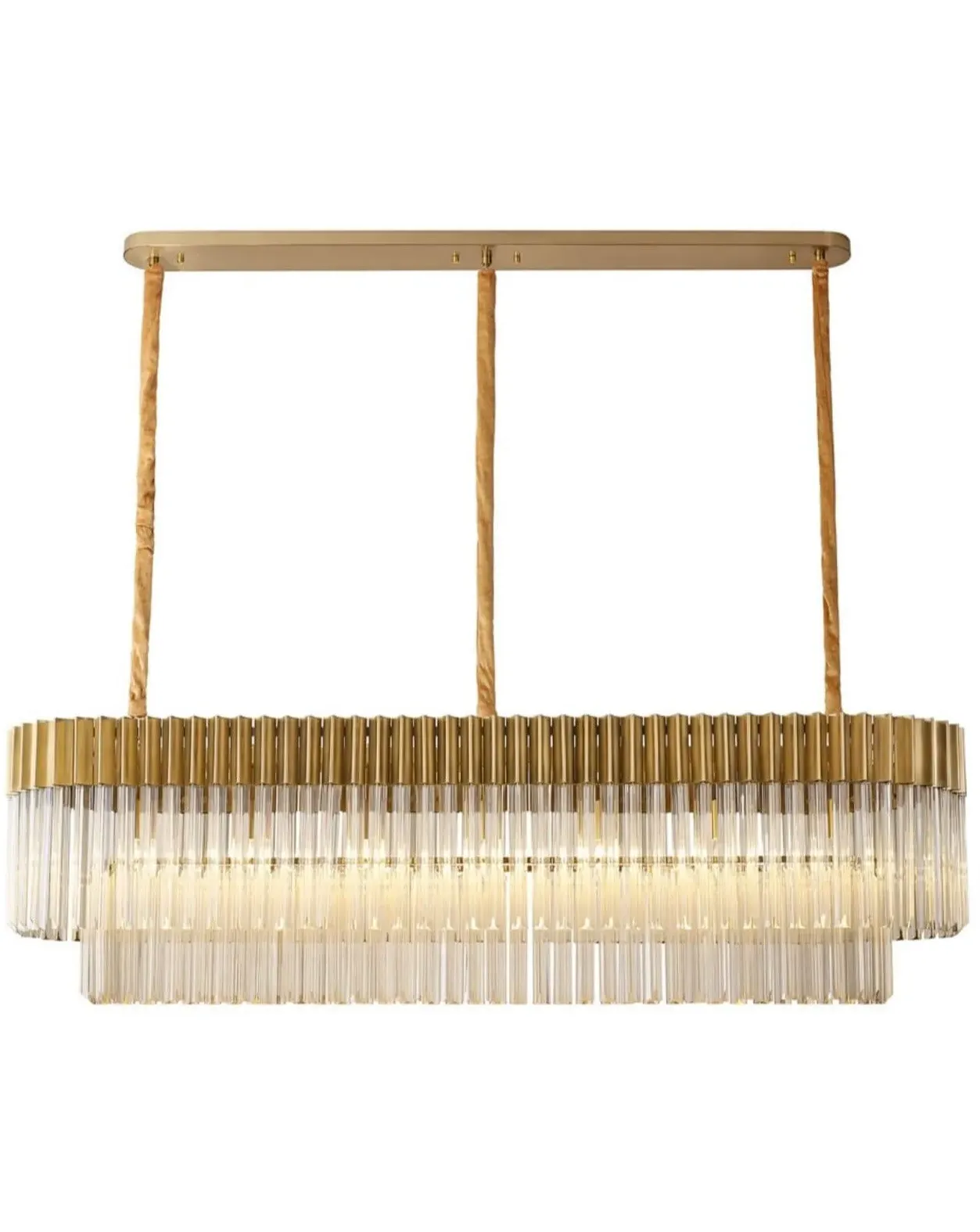 Chelsea Long Chandelier - Brass, Glass