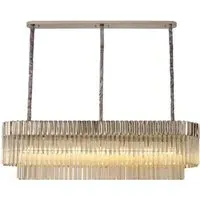 Chelsea Long Chandelier - Nickel, Glass