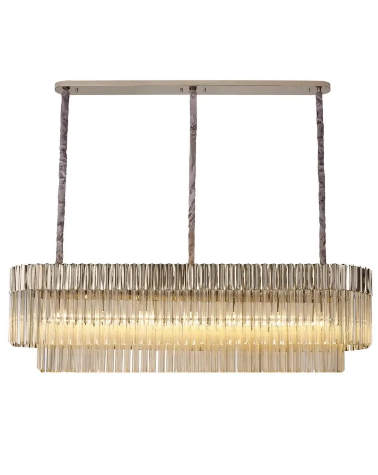 Chelsea Long Chandelier - Nickel, Glass