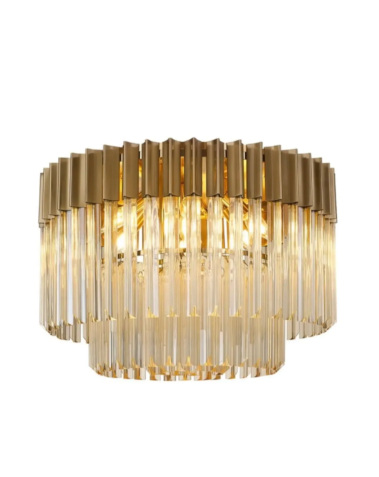 Chelsea Sculpted Glass Chandelier 60cm - Brass, Cognac product
